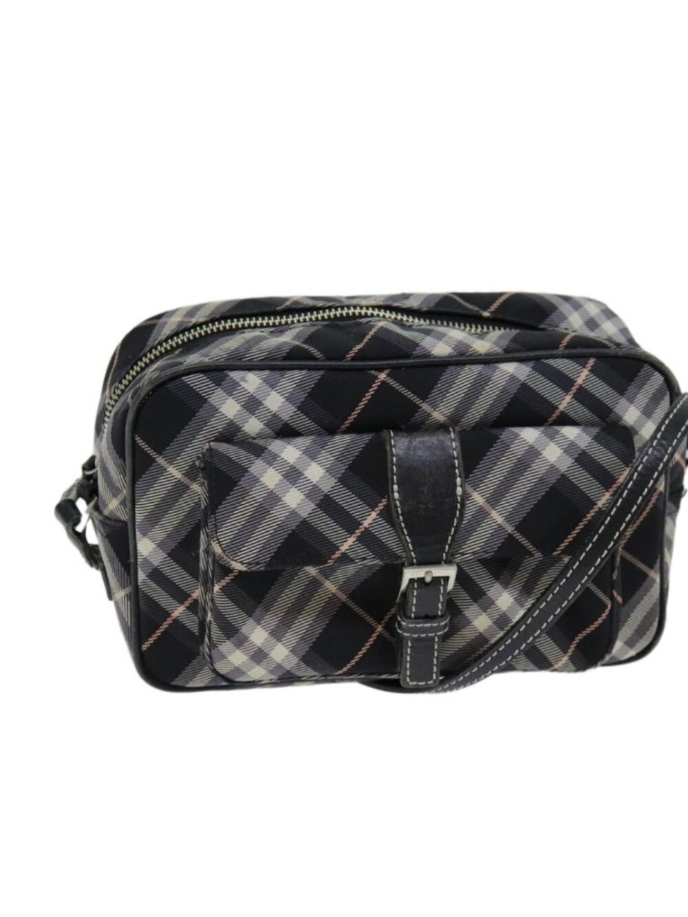 BURBERRY Nova Check Blue Label Shoulder Bag Black